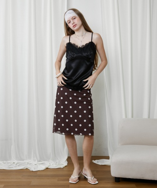 Rohwel(ローウェル)の「Polka Dot Midi Skirt / ポルカドットミディスカート(スカート・レディース・ブラウン/ホワイト・FREE)」の10枚目の写真