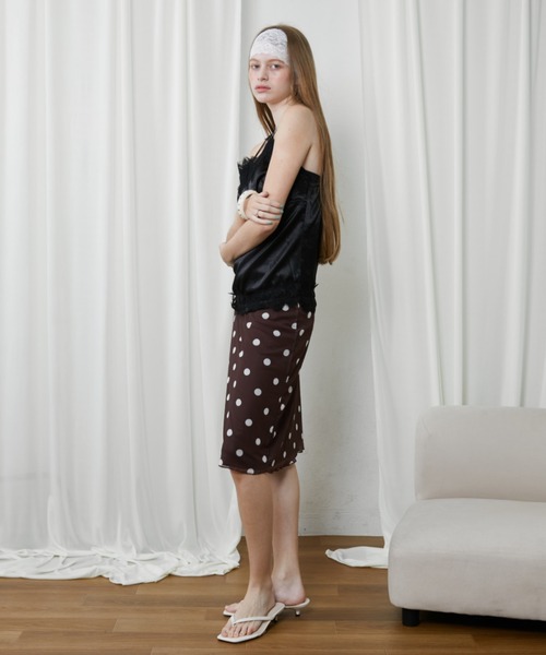 Rohwel(ローウェル)の「Polka Dot Midi Skirt / ポルカドットミディスカート(スカート・レディース・ブラウン/ホワイト・FREE)」の3枚目の写真