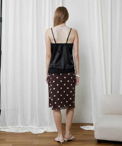 Rohwel(ローウェル)の「Polka Dot Midi Skirt / ポルカドットミディスカート(スカート・レディース・ブラウン/ホワイト・FREE)」の4枚目の写真