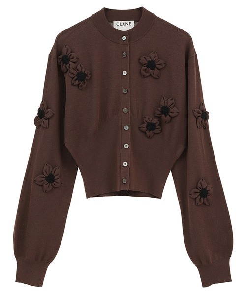 CLANE(クラネ)の「【CLANE】FLOWER MOTIF KNIT CARDIGAN(カーディガン/ボレロ・レディース・アイボリー/ブラウン/ブラック・1)」の3枚目の写真