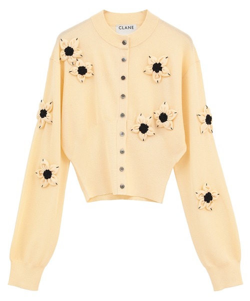 CLANE(クラネ)の「【CLANE】FLOWER MOTIF KNIT CARDIGAN(カーディガン/ボレロ・レディース・アイボリー/ブラウン/ブラック・1)」の1枚目の写真