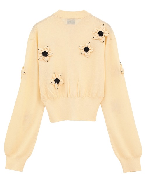 CLANE(クラネ)の「【CLANE】FLOWER MOTIF KNIT CARDIGAN(カーディガン/ボレロ・レディース・アイボリー/ブラウン/ブラック・1)」の4枚目の写真
