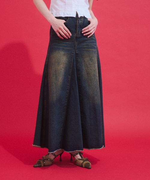 GAB GAB(ガブガブ)の「Vintage Wash Denim Skirt/ヴィンテージウォッシュデニムスカート(デニムスカート・レディース・ブルー・LARGE/MEDIUM/SMALL)」の10枚目の写真