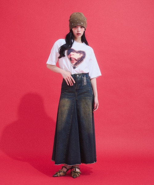 GAB GAB(ガブガブ)の「Vintage Wash Denim Skirt/ヴィンテージウォッシュデニムスカート(デニムスカート・レディース・ブルー・LARGE/MEDIUM/SMALL)」の2枚目の写真