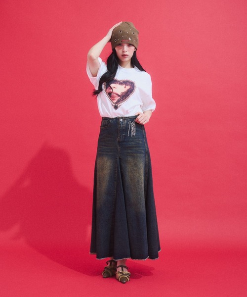 GAB GAB(ガブガブ)の「Vintage Wash Denim Skirt/ヴィンテージウォッシュデニムスカート(デニムスカート・レディース・ブルー・LARGE/MEDIUM/SMALL)」の3枚目の写真