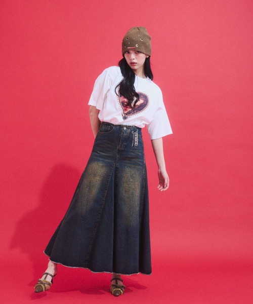 GAB GAB(ガブガブ)の「Vintage Wash Denim Skirt/ヴィンテージウォッシュデニムスカート(デニムスカート・レディース・ブルー・LARGE/MEDIUM/SMALL)」の5枚目の写真