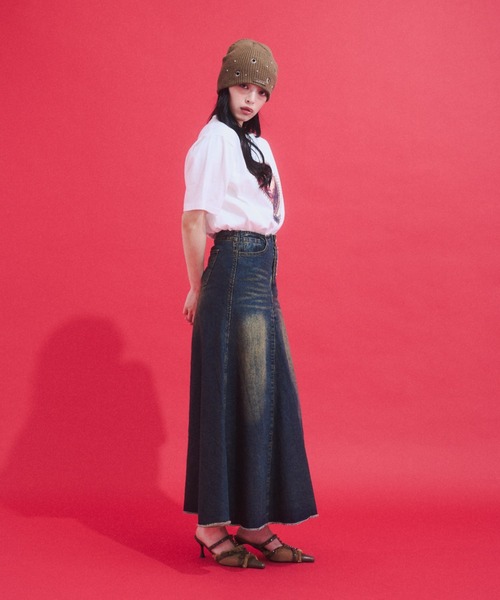 GAB GAB(ガブガブ)の「Vintage Wash Denim Skirt/ヴィンテージウォッシュデニムスカート(デニムスカート・レディース・ブルー・LARGE/MEDIUM/SMALL)」の7枚目の写真