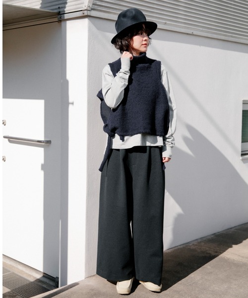 CAROUSE LAMBRA(ケラウズランブラ)の「2TAC WIDE PANTS(その他パンツ・レディース・チャコールグレー/ホワイト/ネイビー・FREE)」の9枚目の写真