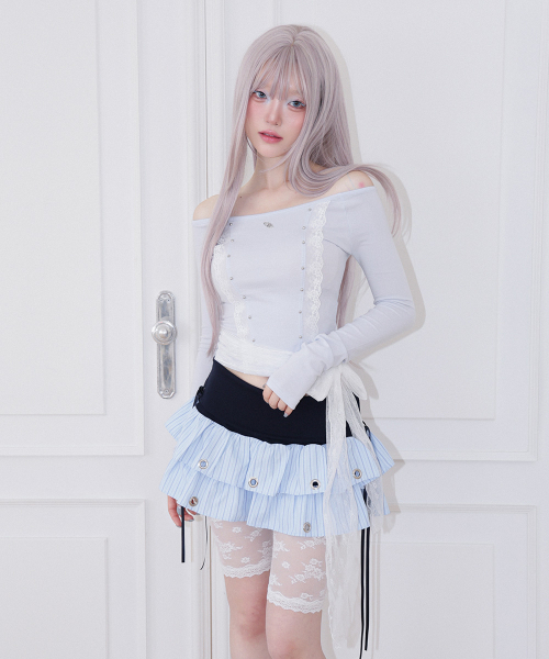 CHERRYQUIRI(チェリーキュリー)の「soft punk eyelet skirt - blue(スカート・レディース・その他・FREE)」の3枚目の写真