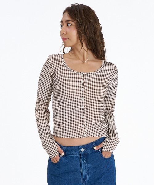 ROXY(ロキシー)の「ROXY/ロキシー 長袖Tシャツ 2WAY カーディガン RDK264604T(Tシャツ/カットソー・レディース・ブラック/ブラウン/ホワイト・L/M)」の3枚目の写真