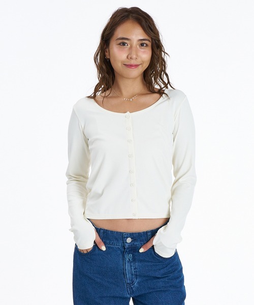 ROXY(ロキシー)の「ROXY/ロキシー 長袖Tシャツ 2WAY カーディガン RDK264604T(Tシャツ/カットソー・レディース・ブラック/ブラウン/ホワイト・L/M)」の4枚目の写真