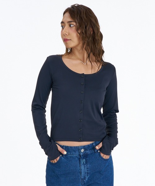 ROXY(ロキシー)の「ROXY/ロキシー 長袖Tシャツ 2WAY カーディガン RDK264604T(Tシャツ/カットソー・レディース・ブラック/ブラウン/ホワイト・L/M)」の6枚目の写真