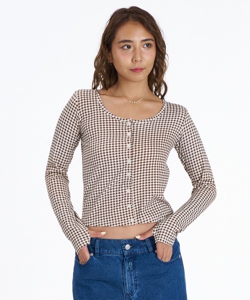 ROXY(ロキシー)の「ROXY/ロキシー 長袖Tシャツ 2WAY カーディガン RDK264604T(Tシャツ/カットソー・レディース・ブラック/ブラウン/ホワイト・L/M)」の8枚目の写真