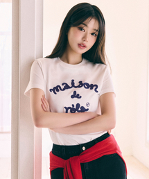 ROLAROLA（ロラロラ）の「MAISON DE ROLA 刺繍 Tシャツ WH+NV（Tシャツ/カットソー）」