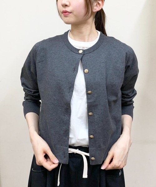ORCIVAL（オーシバル）の「ORCIVAL/オーシバル　コットンニットカーディガン　COTTON KNIT CARDIGAN　OR-D0148 CMA（カーディガン/ボレロ・レディース・グレー/ダークネイビー・2）」の2枚目の写真