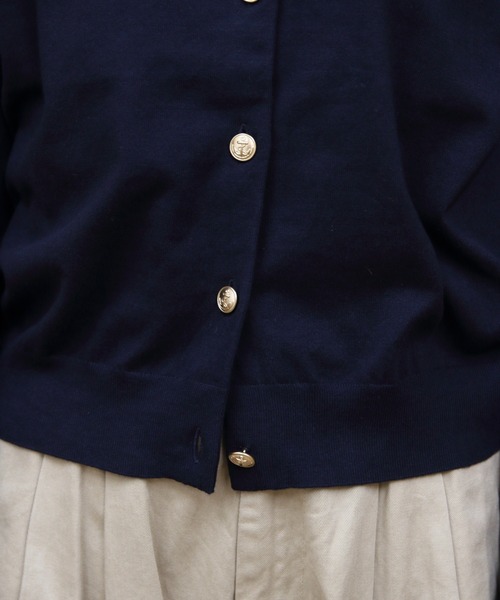 ORCIVAL（オーシバル）の「ORCIVAL/オーシバル　コットンニットカーディガン　COTTON KNIT CARDIGAN　OR-D0148 CMA（カーディガン/ボレロ・レディース・グレー/ダークネイビー・2）」の4枚目の写真