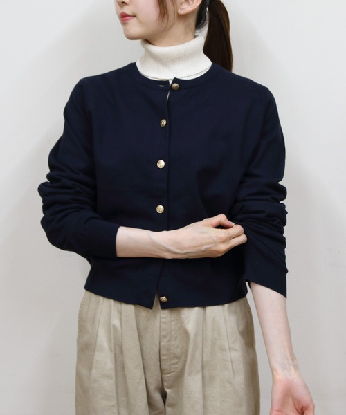 ORCIVAL（オーシバル）の「ORCIVAL/オーシバル　コットンニットカーディガン　COTTON KNIT CARDIGAN　OR-D0148 CMA（カーディガン/ボレロ・レディース・グレー/ダークネイビー・2）」の6枚目の写真