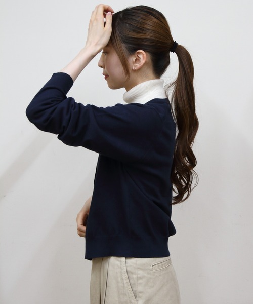 ORCIVAL（オーシバル）の「ORCIVAL/オーシバル　コットンニットカーディガン　COTTON KNIT CARDIGAN　OR-D0148 CMA（カーディガン/ボレロ・レディース・グレー/ダークネイビー・2）」の7枚目の写真