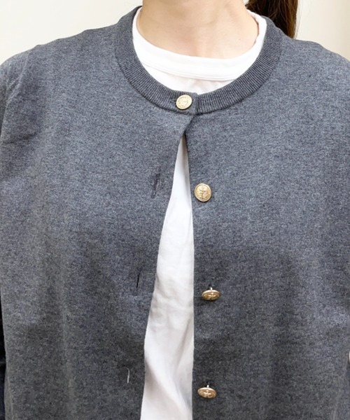 ORCIVAL（オーシバル）の「ORCIVAL/オーシバル　コットンニットカーディガン　COTTON KNIT CARDIGAN　OR-D0148 CMA（カーディガン/ボレロ・レディース・グレー/ダークネイビー・2）」の9枚目の写真