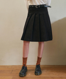Mila cotton pleats midi skirt_Black(O25-SK14)