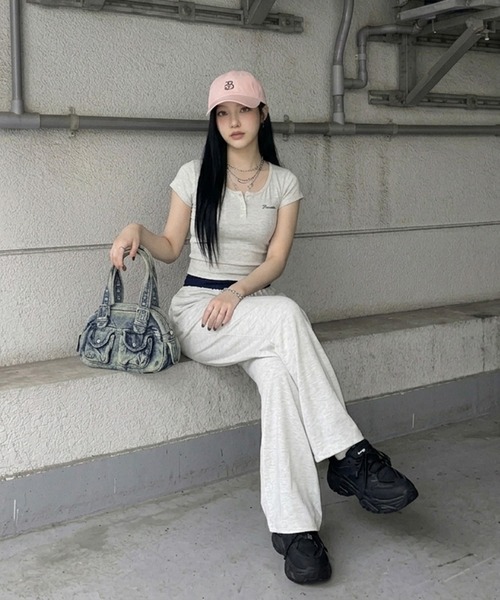 non-hedge(ノンヘッジ)の「ヘンリーネックTシャツパンツセットアップ(セットアップ・レディース・オートミール/ネイビー/グレー・FREE)」の21枚目の写真