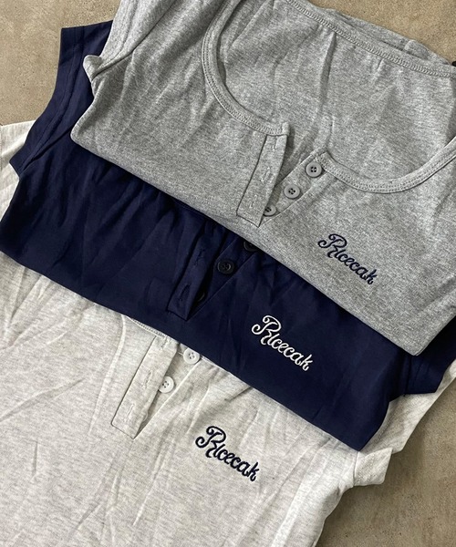 non-hedge(ノンヘッジ)の「ヘンリーネックTシャツパンツセットアップ(セットアップ・レディース・オートミール/ネイビー/グレー・FREE)」の6枚目の写真