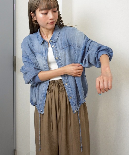 gossara(ゴサラ)の「【デニムをもっと軽やかに】シアーデニムシャツブルゾン(ブルゾン・レディース・ブルー系その他/ブラック/ブルー・FREE)」の10枚目の写真