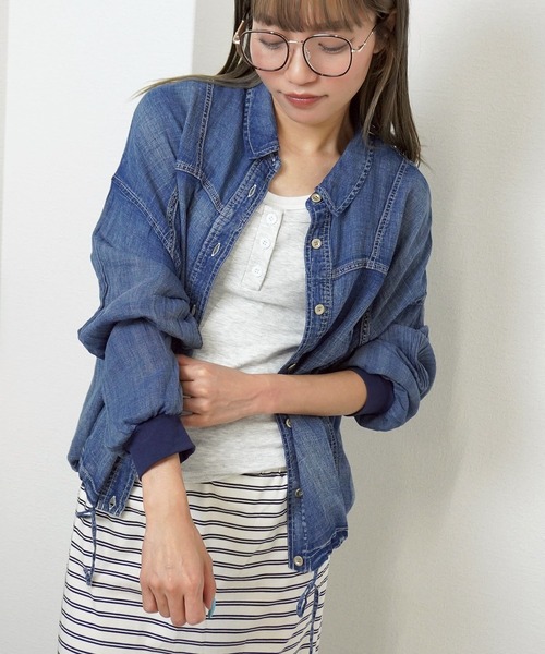 gossara(ゴサラ)の「【デニムをもっと軽やかに】シアーデニムシャツブルゾン(ブルゾン・レディース・ブルー系その他/ブラック/ブルー・FREE)」の16枚目の写真