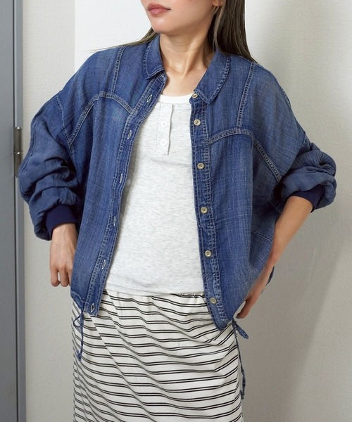 gossara(ゴサラ)の「【デニムをもっと軽やかに】シアーデニムシャツブルゾン(ブルゾン・レディース・ブルー系その他/ブラック/ブルー・FREE)」の17枚目の写真