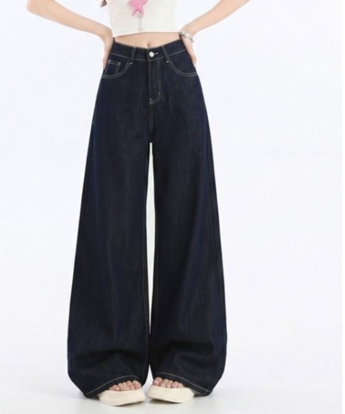 LUCPY(ラクピー)の「ハイウエストワイドデニムパンツ(デニムパンツ・レディース・ネイビー・MEDIUM/SMALL/X-SMALL/LARGE)」の5枚目の写真