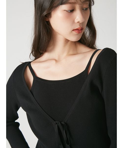 FRAY I.D(フレイアイディー)の「2wayカーデセットカップインニットワンピース(ワンピース・レディース・ブラウン/ブラック・1/0)」の10枚目の写真