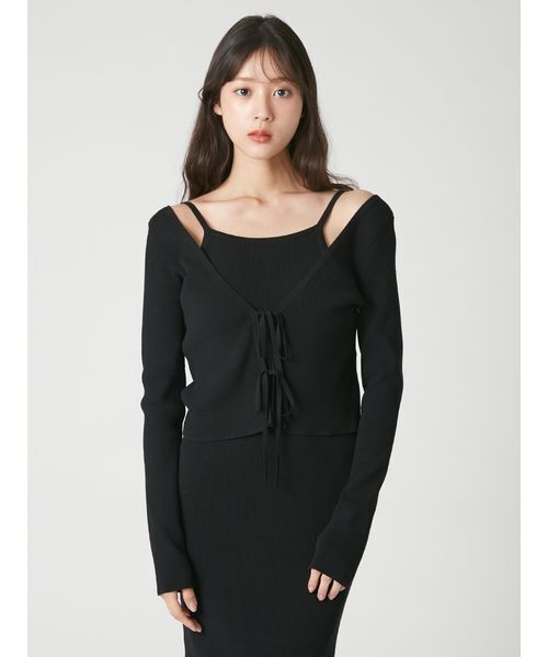 FRAY I.D(フレイアイディー)の「2wayカーデセットカップインニットワンピース(ワンピース・レディース・ブラウン/ブラック・1/0)」の13枚目の写真