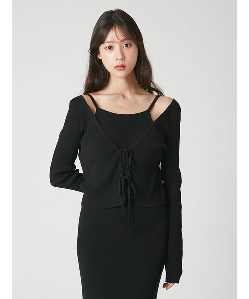 FRAY I.D(フレイアイディー)の「2wayカーデセットカップインニットワンピース(ワンピース・レディース・ブラウン/ブラック・1/0)」の14枚目の写真