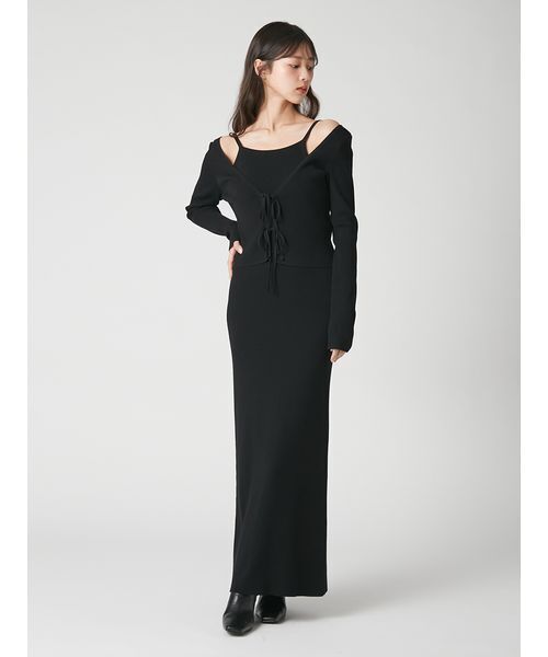 FRAY I.D(フレイアイディー)の「2wayカーデセットカップインニットワンピース(ワンピース・レディース・ブラウン/ブラック・1/0)」の17枚目の写真