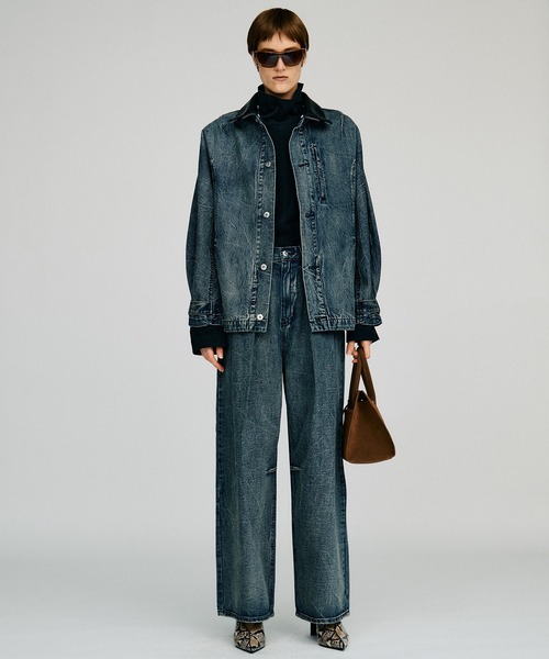 PRANK PROJECT（プランクプロジェクト）の「【2026Autumn Pre-Order】clinkleデニムワイドパンツ / Crinkle Denim Wide Pants（デニムパンツ・レディース・ブルー・36/38）」の5枚目の写真