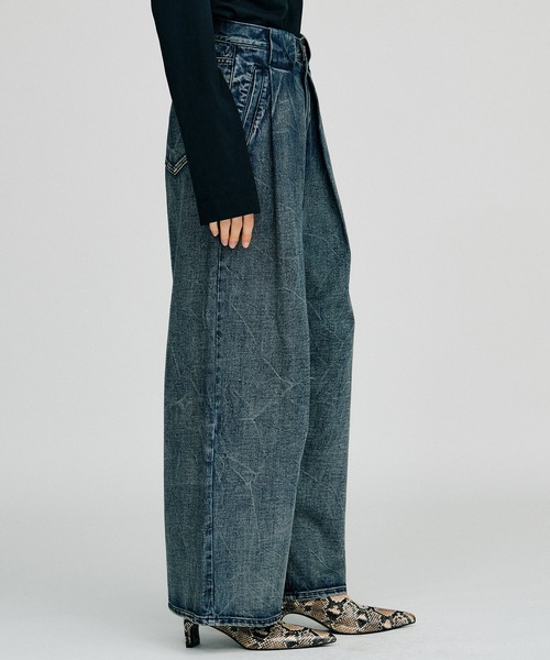 PRANK PROJECT（プランクプロジェクト）の「【2026Autumn Pre-Order】clinkleデニムワイドパンツ / Crinkle Denim Wide Pants（デニムパンツ・レディース・ブルー・36/38）」の15枚目の写真