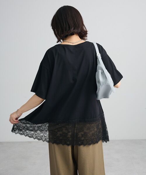 Green　Parks（グリーンパークス）の「裾イレヘムレースプルオーバーⅡ（Tシャツ/カットソー・レディース・ライトカーキ/ブラック/オフホワイト・FREE）」の15枚目の写真