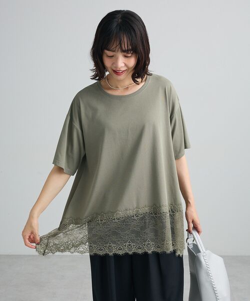 Green　Parks（グリーンパークス）の「裾イレヘムレースプルオーバーⅡ（Tシャツ/カットソー・レディース・ライトカーキ/ブラック/オフホワイト・FREE）」の19枚目の写真