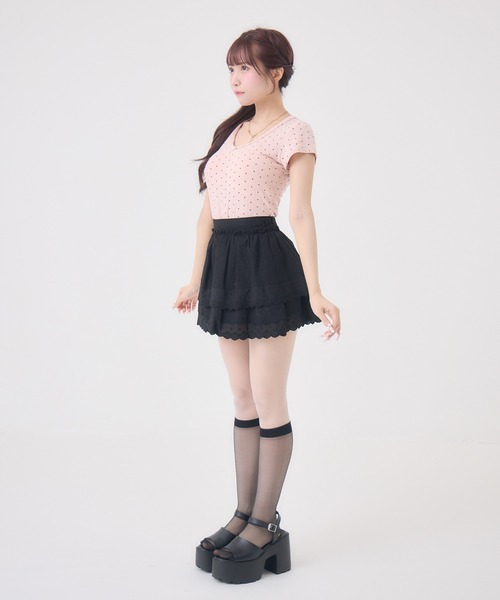 Rmine(アールマイン)の「プチリボンドットトップス(Tシャツ/カットソー・レディース・ブラック/グレー/ピンク・FREE)」の22枚目の写真
