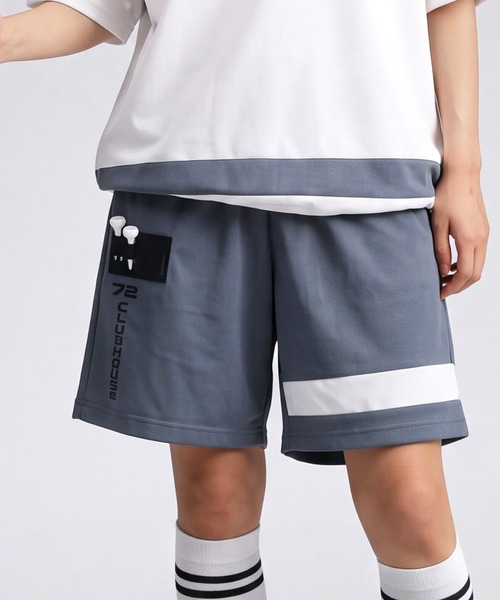 antiqua(アンティカ)の「【STCH】異素材 メッシュ ロゴ ショートパンツ(その他パンツ・レディース・グリーン系その他/グレー系その他・LXL/ML)」の1枚目の写真