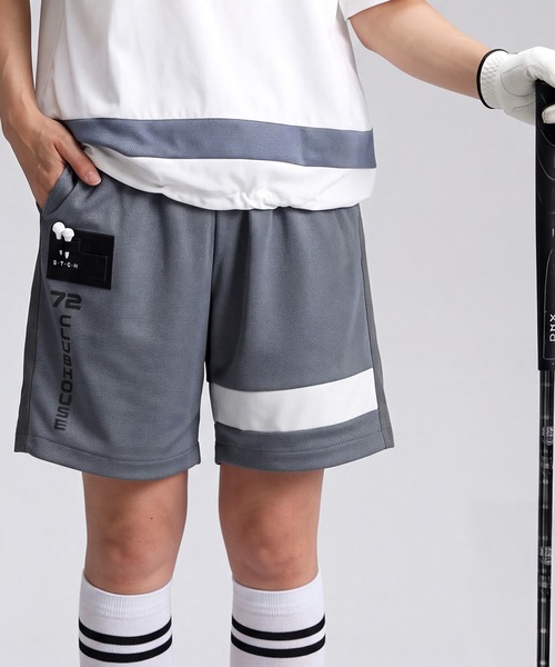 antiqua(アンティカ)の「【STCH】異素材 メッシュ ロゴ ショートパンツ(その他パンツ・レディース・グリーン系その他/グレー系その他・LXL/ML)」の3枚目の写真
