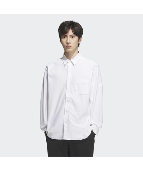 adidas(アディダス)の「プレミアム カジュアル 軽量 ニット 長袖シャツ / アディダス adidas(Tシャツ/カットソー・メンズ・ホワイト・X-LARGE/MEDIUM/XX-LARGE/LARGE)」の1枚目の写真