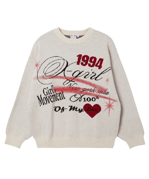 X-girl(エックスガール)の「SKETCH JACQUARD KNIT TOP(ニット/セーター・レディース・ブラック/オフホワイト・ONE SIZE)」の6枚目の写真