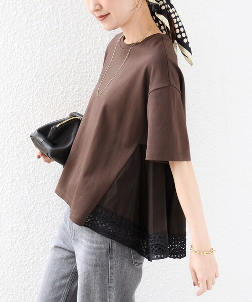 SHIPS(シップス)の「〈手洗い可能〉DEPEND ポンチ トリム レース ドッキング プルオーバー(Tシャツ/カットソー・レディース・オフホワイト/ブラック/ブラウン・ONE SIZE)」の3枚目の写真