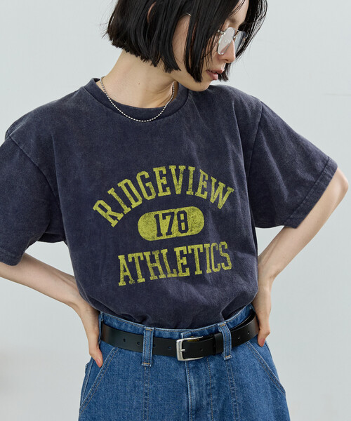 FREAK'S STORE(フリークスストア)の「vintage No.logo TEE/ヴィンテージ ナンバーロゴTシャツ(Tシャツ/カットソー・レディース・ネイビー/ブルーグリーン/ブラック・フリ-)」の1枚目の写真