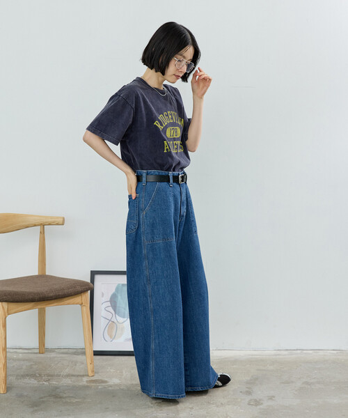 FREAK'S STORE(フリークスストア)の「vintage No.logo TEE/ヴィンテージ ナンバーロゴTシャツ(Tシャツ/カットソー・レディース・ネイビー/ブルーグリーン/ブラック・フリ-)」の8枚目の写真