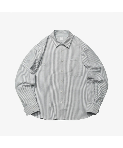 TY(ティワイ)の「オールデイストライプシャツ_グレー(シャツ/ブラウス・レディース・グレー・SMALL/MEDIUM/LARGE/X-LARGE)」の1枚目の写真