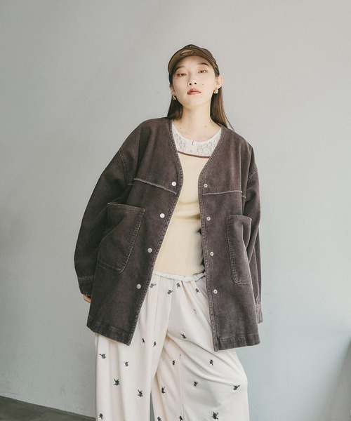 LEPSIM(レプシィム)の「ヴィンテージコーデュロイシャツカーディガン 1046441(カーディガン/ボレロ・レディース・ブラウン/ネイビー/ピンク・FREE)」の1枚目の写真
