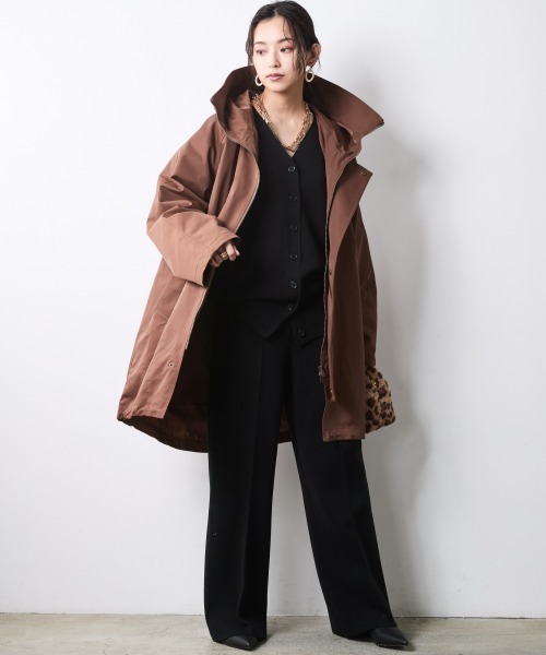 CHIC STYLE（シックスタイル）の「フーディロングブルゾン＜大きいサイズ有＞シックスタイル（ブルゾン・レディース・ブラウン/ブラック・3L/LL/L/M/5L/4L）」の7枚目の写真