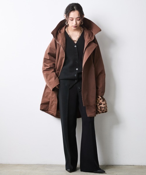 CHIC STYLE（シックスタイル）の「フーディロングブルゾン＜大きいサイズ有＞シックスタイル（ブルゾン・レディース・ブラウン/ブラック・3L/LL/L/M/5L/4L）」の8枚目の写真